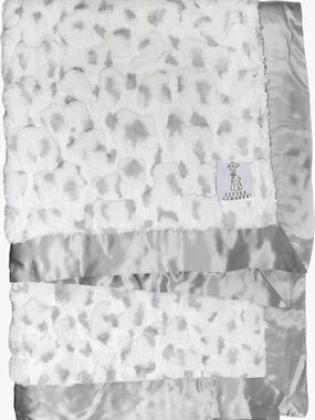 Little Giraffe White and Silver Plush Baby Throw